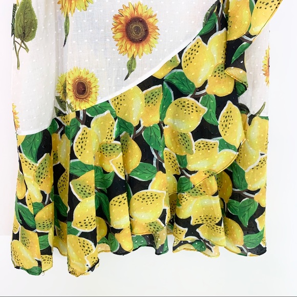 Anthropologie Farm Rio Sunflower Lemon Wrap Skirt - Picture 11 of 14